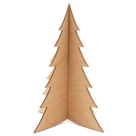 2-Pc Slotted Wooden Christmas Tree 24-inch, Pack of 1 Table Top Christmas Tree Decorations Wooden for Party, Painting, and Cat-Friendly Display, by Woodpeckers