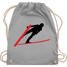 Shirtracer - Gym Bag Backpack - Snowboard, Ski and More - Ski Jumping, 1 Light Grey
