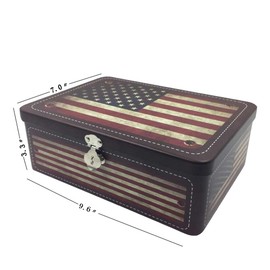 Luwint Secret Storage American Flag Box - Letter Cookies Case with Key & Lock Gift for Friend Birthday Home Decor (1 Piece/Vintage)