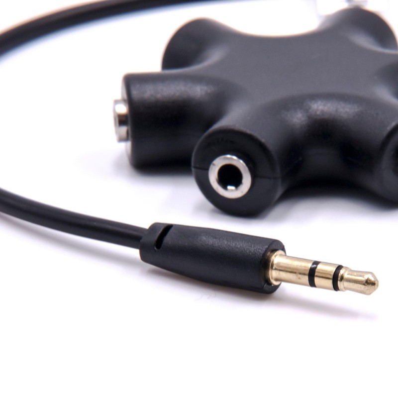 vhbw Audio Splitter 5-Way AUX Jack Splitter Black Compatible with