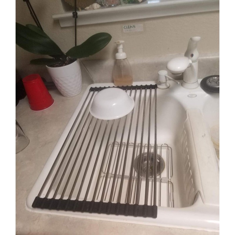 Ahyuan Roll up Dish Drying Rack Over The Sink Kitchen