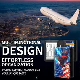 ETLKJVBL Exquisite Passport Holder for Travel Accessory, American Flag Eagle Leather Passport Cover with Space for Documents and Family Photos, Travel Passport Wallet for Women and Men Pattern Design