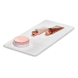 iDesign The Sarah Tanno Collection Heat-Resistant Silicone Mat for Cosmetic Drawer Organizers, White