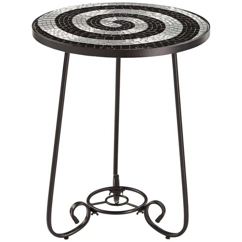 Teal Island Designs Spiral Modern Black Metal Round Outdoor Accent