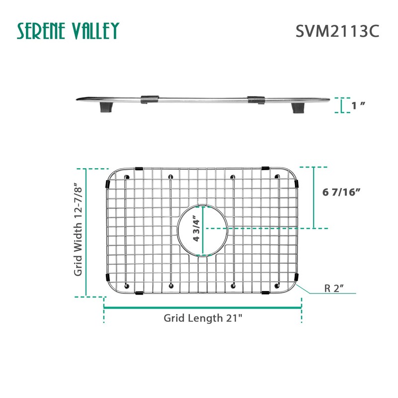 Serene Valley Sink Bottom Grid 21" x 12-7/8", Centered Drain