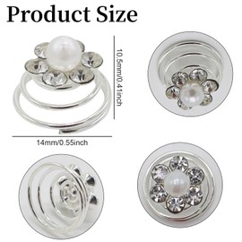 28Pcs Spiral Hair Pins, Bridal Hair Pins Crystal Rhinestones Swirl Hair Pins Pearl Hair Pins Wedding Hair Accessories For Women Girl Wedding Bridal Party (2 Styles)