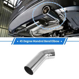 X AUTOHAUX 76mm/2.99" OD Extended Exhaust Bend Elbow Pipe Exhaust Pipe 1mm/0.04" Bilateral Flat Mouth Polishing 200mm/7.87"(L) 45 Degree