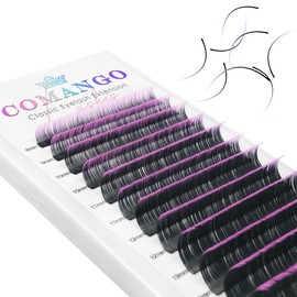 CoMango Eyelash Extensions D Curl Classic Lash Extensions .07mm Ombre Purple Individual Lashes Mixed Colored 8-15mm Lashes Extension Supplies (Ombre Purple-D-0.07-Mix8-15mm)