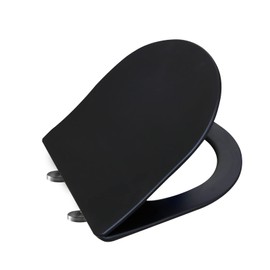 WinZo UF069B Small U Shaped Toilet Seat Soft Closing For Compact D Shaped Toilet Heavy Duty,Matte Black