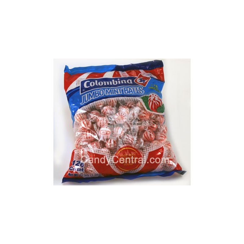 Colombina Jumbo Mint Balls, Red & White Peppermint Hard Candy