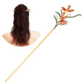 KZQtriid Jewelry-Grade Craftsmanship For Hair Accessories，Dunhuang Style Colour Enamels Pearl Flower Hair Stick，Hair Clip. 5.90" Hair Chopsticks For Women