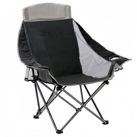 SUNNYFEEL XL Padded Oversized Camping Chair, Heavy Duty Folding Camp Chairs w/Cup Holder and Carry Bag, Portable Lawn Chairs, Foldable Outdoor Sofa for Adults, Sports, Tailgating, Beach,RVing