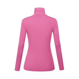 Kindcall Long Sleeve Shirts for Women Mock Turtle Neck Tops for Women Hot Pink Underscrub (Hot Pink Medium)