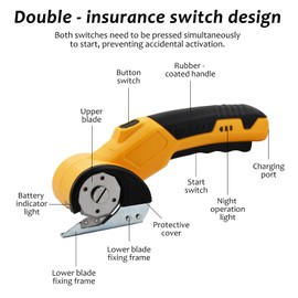 Longzhuo Electric Cardboard Scissors with Safety Switch - Lightweight Cordless Scissors with 240 Strokes/min for Leather, Cardboard, Carpet, Felt - Comfortable Electric Scissors for Precise Cutting