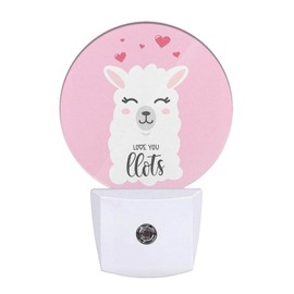 Uanvaha Llama Night Lights Plug into Wall Valentines Day Love You Llama Quote Design Night Light Dusk to Dawn Sensor LED Lamp for Bedroom Bathroom Living Room, 0.5W Sleep Friendly