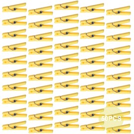 50 PCS Small Transparent Plastic Tool Paper Clips Clothespins Clip Clothing Line Clip Photo Clips 1.4 x 0.25 Inch Mini Clothespins Baby Shower Clothing Pins Plastic Small Clips for Party (Yellow)