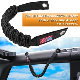 E-cowlboy Roll Bar Grab Handles Paracord Grip Handle for Ford Bronco 2021 2022 2023 2024 2-Door 4-Door Interior Accessories Premium Paracord US Flag (Black 4 Pack)