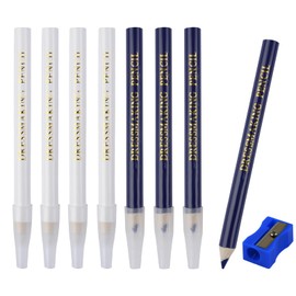 Neerow 8 gessetti per sartoria, 8,8 cm, con temperamatite, gesso da cucito in tessuto con tappo per penna, matita per sartoria, cucito, appunti fai da te (bianco, blu)