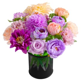 Leery 15 Pcs Flower Pens,Valentine's Day Rose Ballpoint Pens for Women, Floral Gel Ink Pens for Mother's Day, Birthday, Wedding, Gift for Girlfriend, Wife, Office Supplies (Purple)