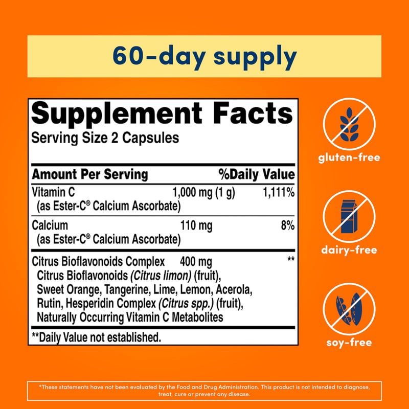 American Health Ester-C with Citrus Bioflavonoids Capsules - Gentle On