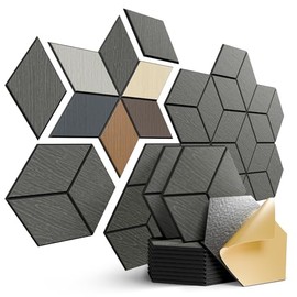 Acoustic Panels 24 Pack Soundproof Wall Panels,Wood Aesthetic Sound Proof Foam Panels for Walls,Hexagon Wood Wall Panels Peel and Stick,High Density Sound Dampening Panels-12" X 10" X 0.4"-BlackWalnut
