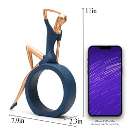 BRABUD Resin Yoga Girl Statue Sitting on Circle Figurine Modern Aesthetic Decoration for Home TV Cabinet Bookshelf Desktop Bedroom Shop TQGJBS302