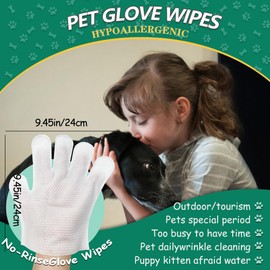 CHPPEY Pet Cleaning and Deodorizing Bathing Grooming Glove Wipes for Dogs and Cats, Extra Thick Nourish Fur No-Rinse Grooming Wipes for Daily Care and Travel, Hypoallergenic, 20 pcs