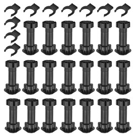 TIMESETL Pack of 20 Furniture Feet Base Foot Adjustable Foot 100-125 mm Base Height Adjuster for Kitchen or Bathroom Furniture, Plastic Adjustable Furniture Feet with Base Mounting Clips