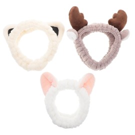 Outanaya 3pcs Cat Ear Headbands for Women Soft Elastic Hair Accessories for Makeup Skincare for Face Washing and Spa Comfortable Non Damaging Elegant Design