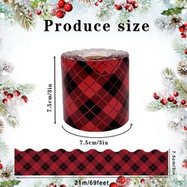 68.9 Feet Christmas Bulletin Board Border Red and Black Plaid, Buffalo Plaid Bulletin Board Borders Rolled Border Trim，for ChristmasClassroom Decoration Strips Chalkboard Wall Decor