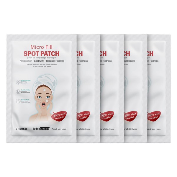 BioMiracle Micro Fill Spot Patch, Anti-Blemish Treatment for Face, Pimple Patches, Blemish Patches, For All Skin Types, 6 Acne Spot Patches, (Pack of 5)