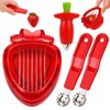4-Piece Fruit Preparation Tools for Quick Snacks and Desserts, Strawberry