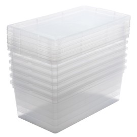 Simplify Storage Bins with Lids | Dimensions: 13.23"x 7.5"x 4.5" |6 Pack| Stackable | Nestable Bins | Great for Clothing | Books | Household Items | Shoes | Home Organization | Clear.
