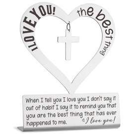 Heart Decoration Gift for Wife, Husband,Girlfriend, Boyfriend, Anniversary Wedding Gifts for Her, Him,Silver Stainless Steel Desk Plaque with Anniversary Quotes, 4.9 * 4inch, XXH8