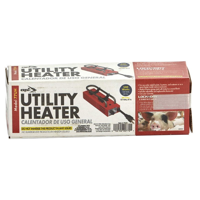 API® Utility Heater - 500 Watts/120 Volts - Adjustable Thermostat