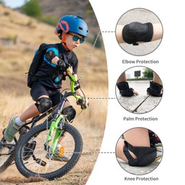 Kids/Youth Knee Pads Elbow Pads Wrist Guards 3 in 1 Protective Gear Set for Child Roller Skates, Cycling, Inline Skating, Scooter Skateboard, BMX Bike, Riding, and Multiple Outdoor Sports