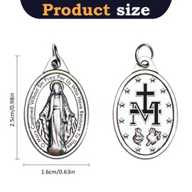 Milagrosa Medal Bulk Pack of 50, 1" Silver Milagrosa Medals Catholic Pendant for Women Necklace & Rosary Necklace,Religious Virgin Mary Cross Charms for Jewelry Making,Medalla De La Virgen Milagrosa