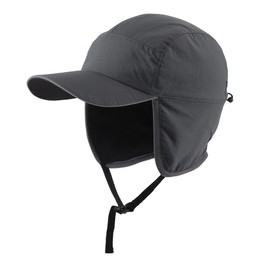 Home Prefer Mens Winter Baseball Hat with Reflective Visor Warm Fleece Lined Earflaps Winter Hat Water Resistant Trapper Hat Grey