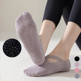 Toned Down Non-Slip Yoga Pilates Socks LM-0203 Violet/FREE 3ea