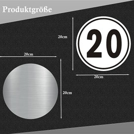Felexdo Speed sign 20 km/h, round, 20 cm, top speed 25 km, made of aluminium, reflective, weather-resistant, easy installation for outdoor use, pack of 2