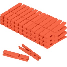 Colored Clothes pins 2.9inch 50PCS Orange, Colorful ClothesPins Wooden Clips for Photos Pictures Decorative Crafts, Decoration clothespins Clothing Hanging clothespins