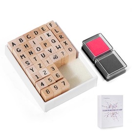 CraftyManor 39 PCS Small Letter Stamps and Ink Pad for Crafting, Clay Alphabet Wooden Rubber Stamp Kit for Kids, DIY Craft Scrapbook Supplies for Card Making (Small-41PCS)