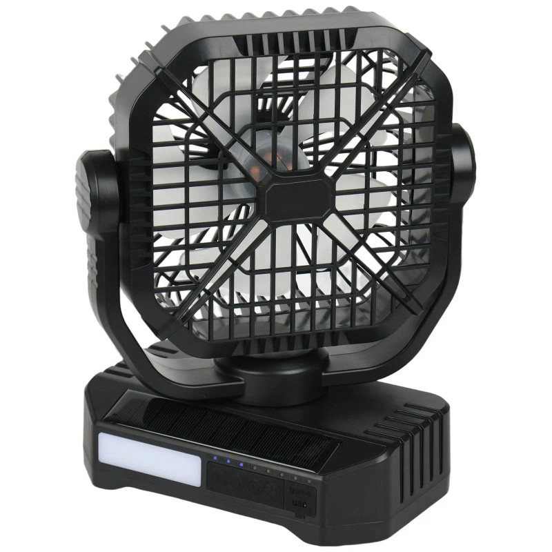 7W 8 Inch Solar Fan with LED Light 10400mAh Rechargeable