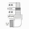 Ribimex Polypropylene Outlet Elbow 90° Angle 1" (26×34mm) and 1"1/2