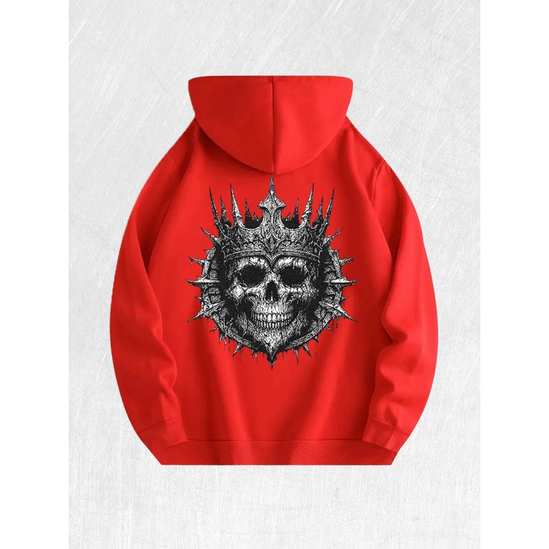 Crowned Skull Graphic Hoodie 100% Cotton US Warehouse 7 ColorsColor: