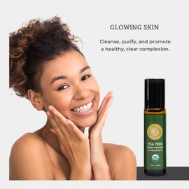 Organic Tea Tree Essential Oil Roll On - 50/50, 100% Pure USDA Certified – Healthy Skin, Hair, Toenails, Feet - 10 ml Roller by Silk Road Organic - Always Pure, Always Organic