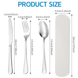 Travel Cutlery Set, 3 Pcs with Portable Pouch CaseReusable Stainless Steel Flatware