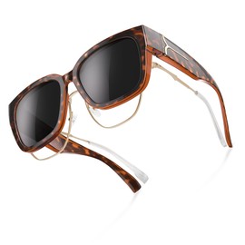 Wrimen Sunglasses Fit Over Glasses UV Protection Lightweight,Pure leopard print gray