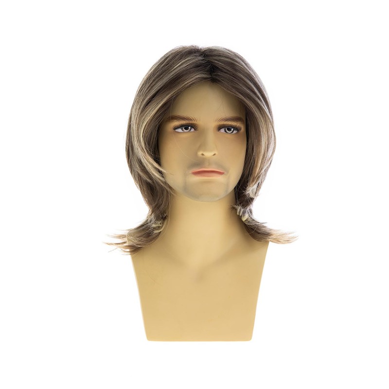Sallcks Mens Blonde Brown Long Straight Synthetic Natural Looking Costume