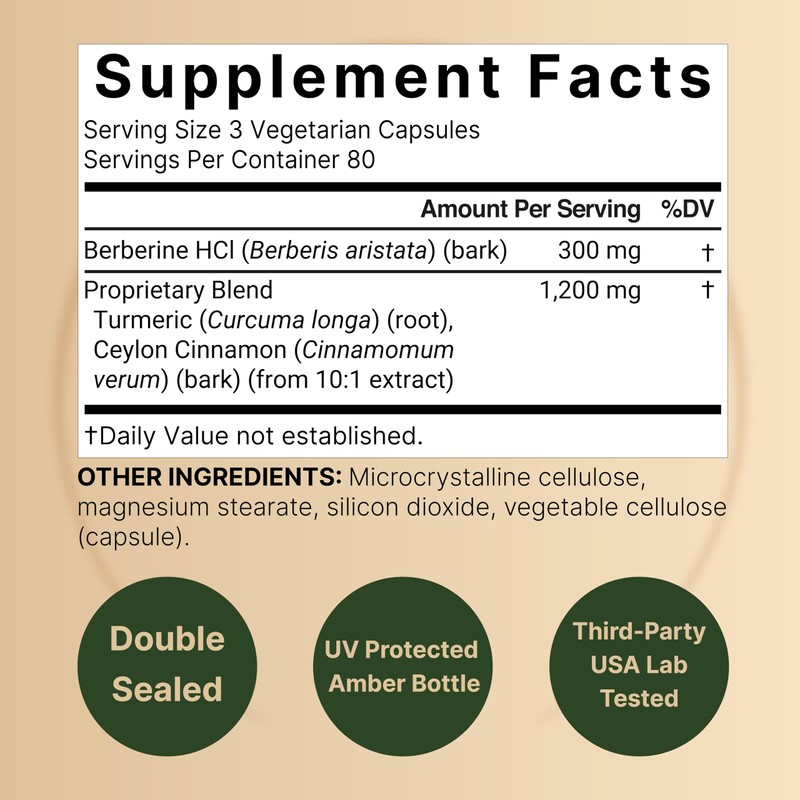 NatureBell Berberine Supplement 1,500mg with Ceylon Cinnamon & Turmeric Root,